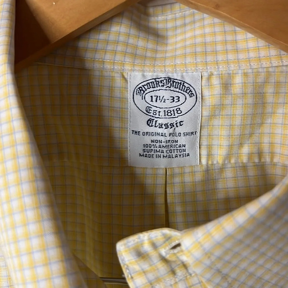Brooks Brothers Yellow Checkered Cotton The Original Polo Shirt, Men’s Size XXL - Picture 3 of 8